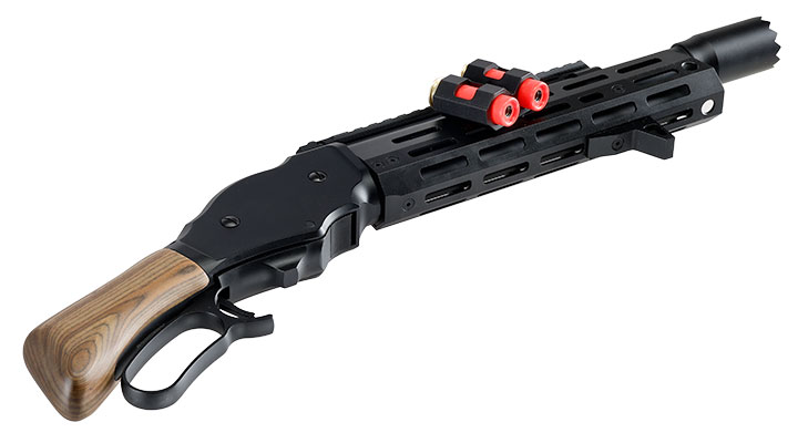 Golden Eagle M1887 Tactical Shorty Gas Lever Action mit Hlsenauswurf 6mm BB schwarz - Echtholz Version Bild 5