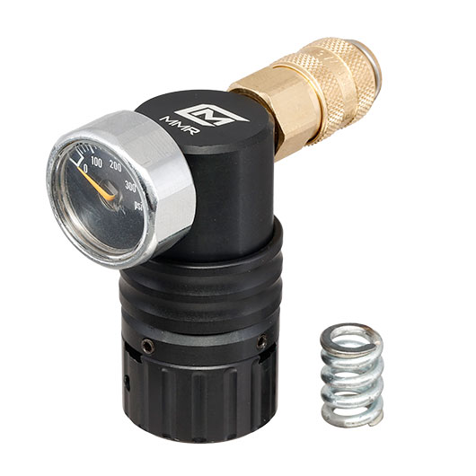 Mancraft MMR HPA Regulator m. seitlicher EU Schnellkupplung / Druckmanometer schwarz