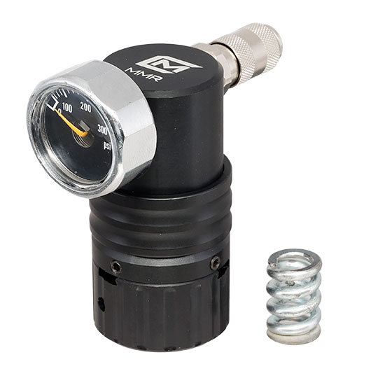 Mancraft MMR HPA Regulator m. seitlicher 4 mm EU Schnellkupplung / Druckmanometer schwarz