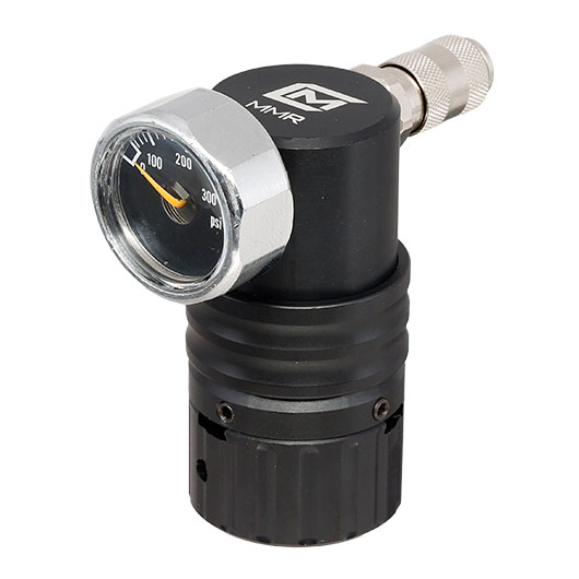 Mancraft MMR HPA Regulator m. seitlicher 4 mm EU Schnellkupplung / Druckmanometer schwarz Bild 1