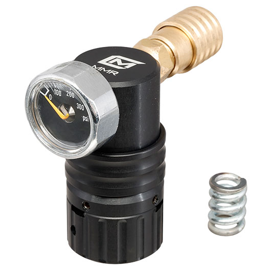 Mancraft MMR HPA Regulator m. seitlicher US Schnellkupplung / Druckmanometer schwarz