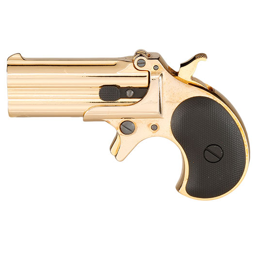 MaxTact Derringer Double Barrel Vollmetall Gas 6mm BB gold - Black Screw Version Bild 2