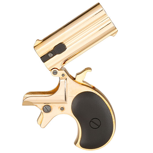 MaxTact Derringer Double Barrel Vollmetall Gas 6mm BB gold - Black Screw Version Bild 4