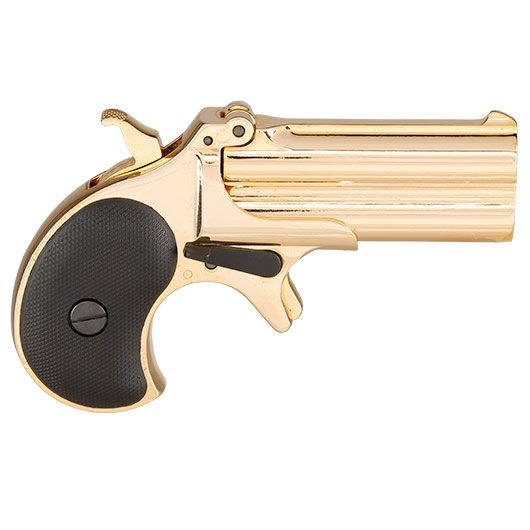 MaxTact Derringer Double Barrel Vollmetall Gas 6mm BB gold - Black Screw Version Bild 5
