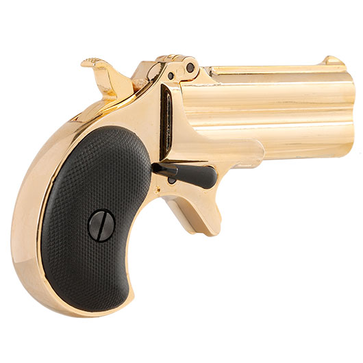 MaxTact Derringer Double Barrel Vollmetall Gas 6mm BB gold - Black Screw Version Bild 6