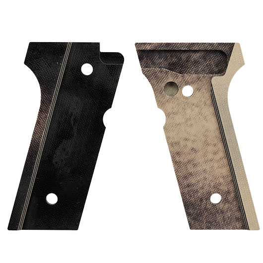 SRC G10 CNC Ops Texture Griffschalen f. TM / WE / KLI / SRC / KJW M92 / M9 GBB Pistolen grau Bild 3