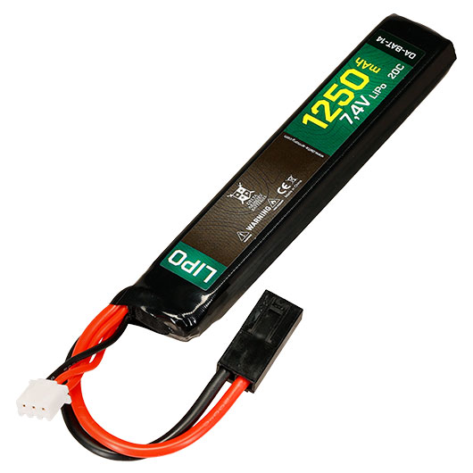 Delta Armory LiPo Akku 7,4V 1250mAh 20C Stock-Tube Type m. Mini-Tam Anschluss