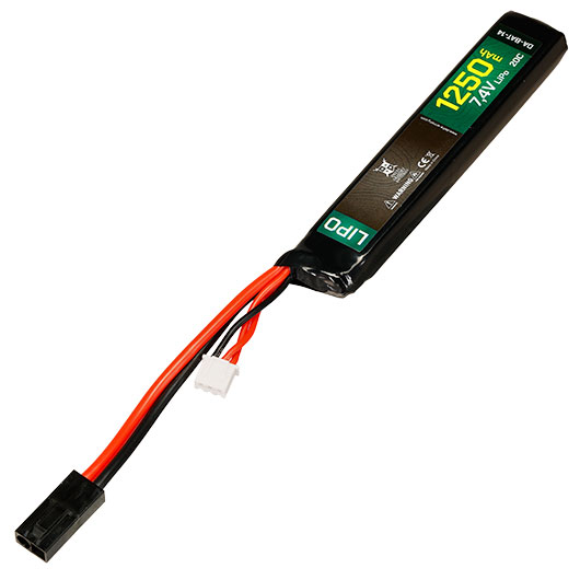 Delta Armory LiPo Akku 7,4V 1250mAh 20C Stock-Tube Type m. Mini-Tam Anschluss Bild 1