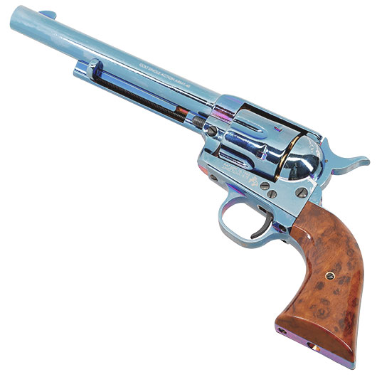 King Arms Colt SAA .45 Peacemaker 6 Zoll Revolver Gas 6mm BB stahlblau Bild 11
