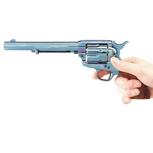 King Arms Colt SAA .45 Peacemaker 6 Zoll Revolver Gas 6mm BB stahlblau Bild 3
