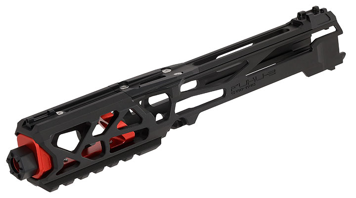 CTM Airsoft CNC Aluminium FUKU-2 Upper Receiver Kit Skeleton schwarz / rot f. Action Army AAP-01/C GBB Pistolen