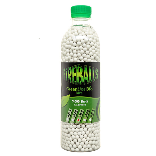 FireBalls Green Line Bio BBs 0,25g 3.000er Flasche wei Airsoftkugeln