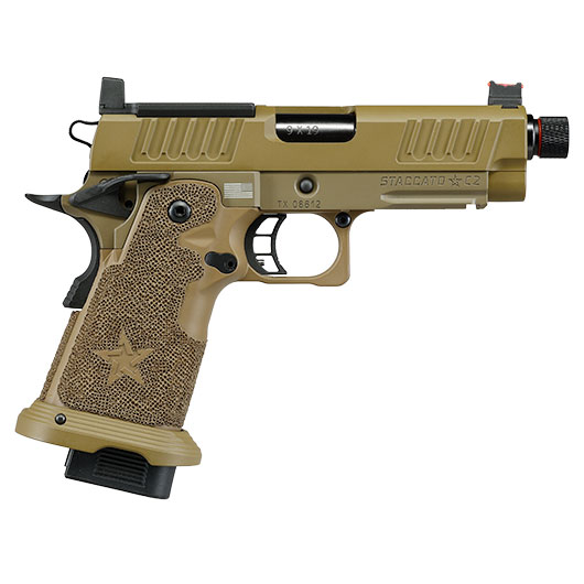 EMG Staccato 2011 C2 Vollmetall Hand Stippling Grip GBB 6mm BB Flat Dark Earth - CNC Version Bild 5