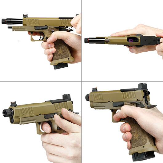 EMG Staccato 2011 C2 Vollmetall Hand Stippling Grip GBB 6mm BB Flat Dark Earth - CNC Version Bild 8