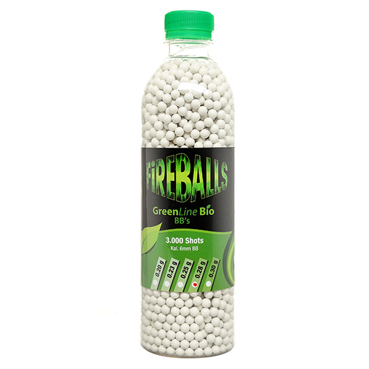 FireBalls Green Line Bio BBs 0,28g 3.000er Flasche wei Airsoftkugeln