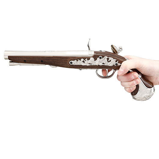 HFC George Washington Flintlock Pistole 18th Century Vollmetall CO2 holzoptik silber Bild 3