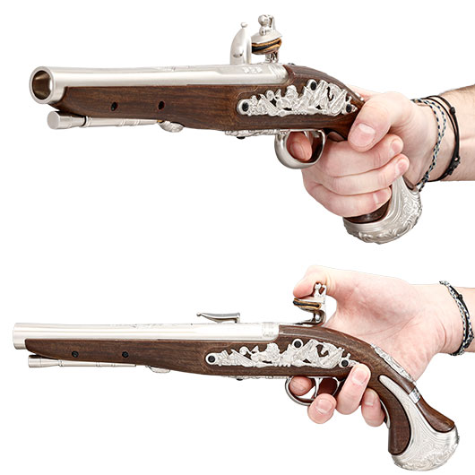 HFC George Washington Flintlock Pistole 18th Century Vollmetall CO2 holzoptik silber Bild 8
