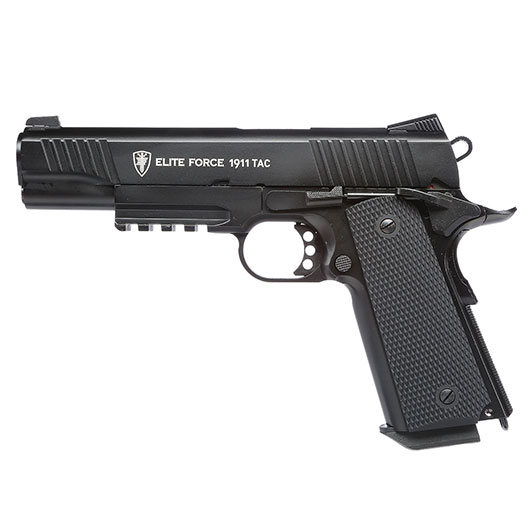 Elite Force 1911 TAC Airsoft Pistole CO2 Blowback 6mm BB Vollmetall Set inkl. 5x CO2 Kapseln 5000 BBs Laser Dot und Kugelfang Bild 1