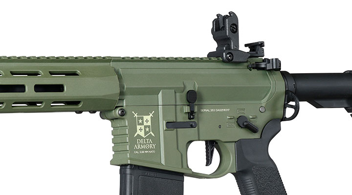 Delta Armory M4 AR15 Charlie M-LOK 10 Zoll Eagle ETU Mosfet S-AEG 6mm BB oliv Bild 8