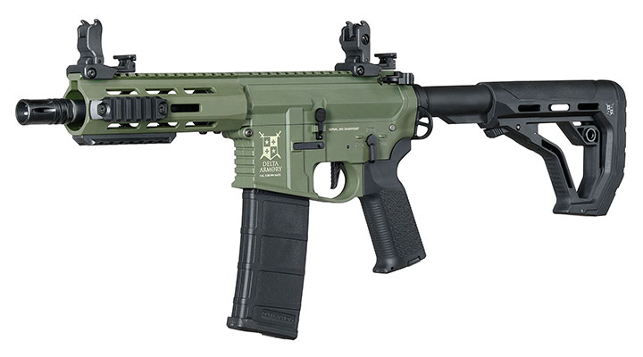 Delta Armory M4 AR15 Charlie M-LOK 6,5 Zoll Eagle ETU Mosfet S-AEG 6mm BB oliv