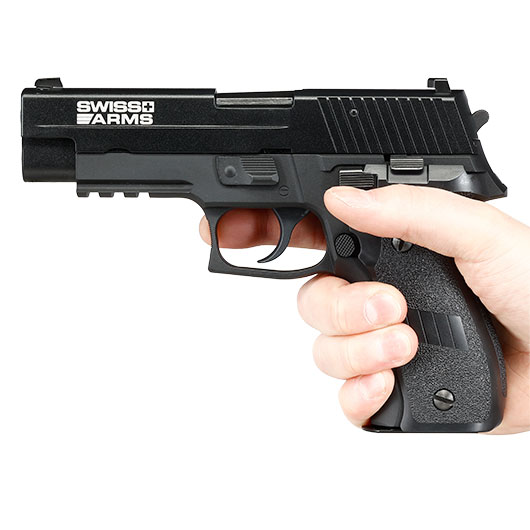 Cybergun / AWC Swiss Arms Navy Standard Railed Vollmetall GBB 6mm BB schwarz Bild 3