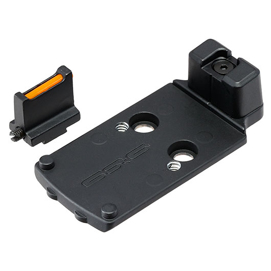 G&G Aluminium RMR Sight Direkthalterung inkl. Visierung vorne schwarz f. G&G STP45 / 2024 CP GBB Serie