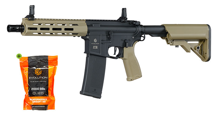 Evolution Airsoft M4 Recon S 10 Zoll Carbontech AEG 6mm BB Black 'n' Tan