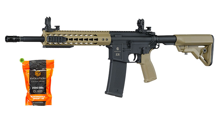 Evolution Airsoft M4 Recon S 14.5 Zoll Carbontech AEG 6mm BB Black 'n' Tan