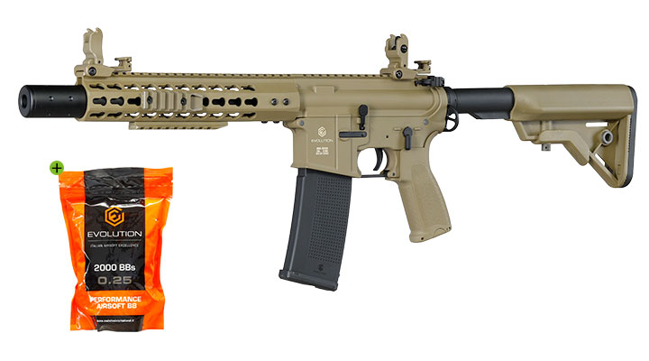 Evolution Airsoft M4 Recon S 10 Silent Ops Carbontech AEG 6mm BB tan