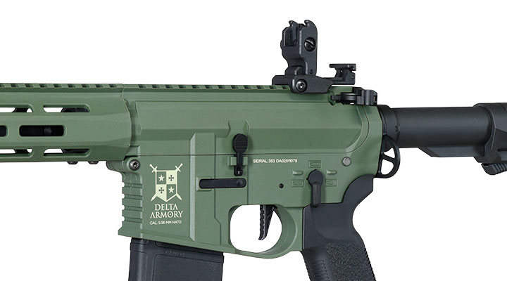 Delta Armory M4 AR15 Charlie M-LOK 8 Zoll Eagle ETU Mosfet S-AEG 6mm BB oliv Bild 8