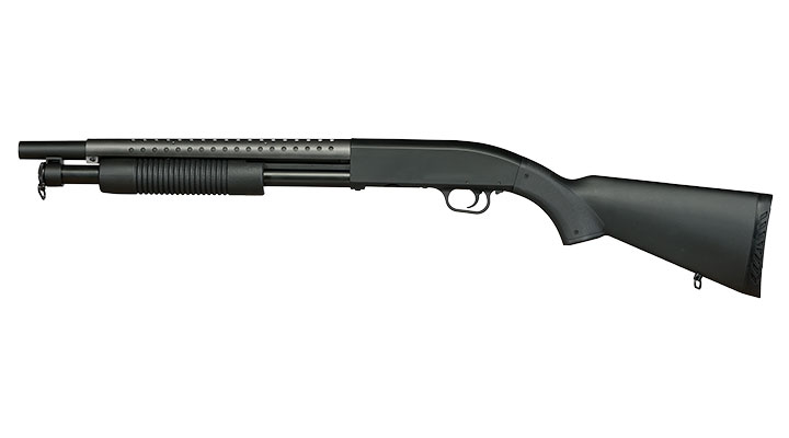 D.E. M500 Combat Shotgun Fixed Stock Version Springer 6mm BB schwarz Bild 1