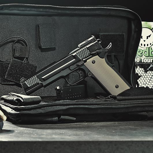 Double Bell M945 Vollmetall GBB 6mm BB schwarz inkl. Pistolenkoffer Bild 1