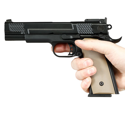 Double Bell M945 Vollmetall GBB 6mm BB schwarz inkl. Pistolenkoffer Bild 3