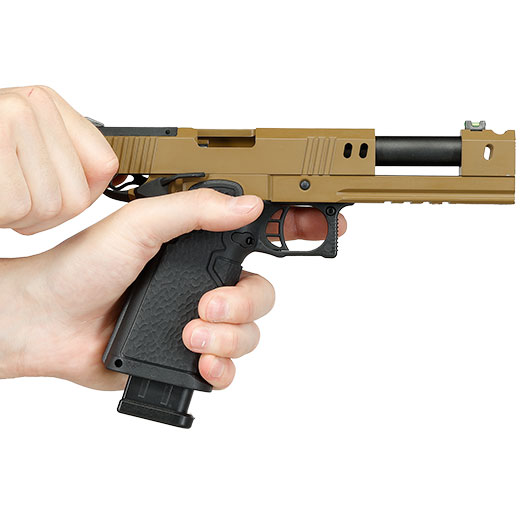 Modify Hi-Capa 5.1 Tyrant 2011 Full Size Vollmetall GBB 6mm BB Flat Dark Earth Bild 11