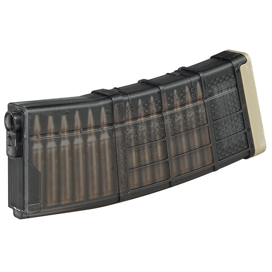 Cyma / Lancer Systems M4 / M16 L5-AWM 5.56 Polymer-Magazin Mid-Cap 190 Schuss rauch-transparent / tan
