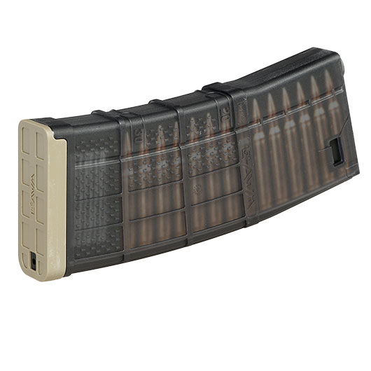 Cyma / Lancer Systems M4 / M16 L5-AWM 5.56 Polymer-Magazin Mid-Cap 190 Schuss rauch-transparent / tan Bild 1