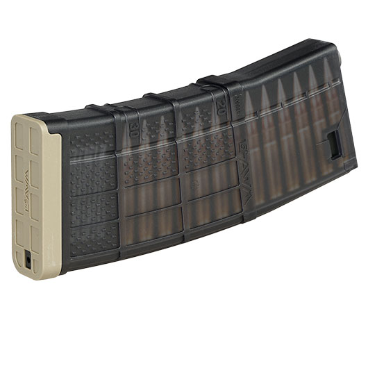 Cyma / Lancer Systems M4 / M16 L5-AWM 300 BLK Polymer-Magazin Mid-Cap 190 Schuss rauch-transparent / tan Bild 1