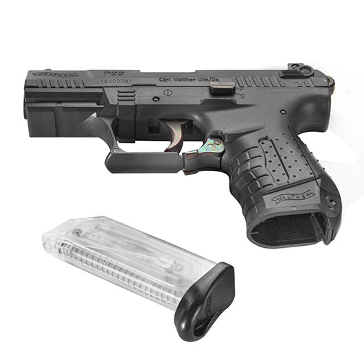 SET Walther P22 Springer Airsoft Pistole 6 mm BB mit Kugelfang, Netz & 2 Magazinen Bild 4