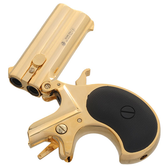 MaxTact Derringer Double Barrel Vollmetall Gas 6mm BB gold Bild 5