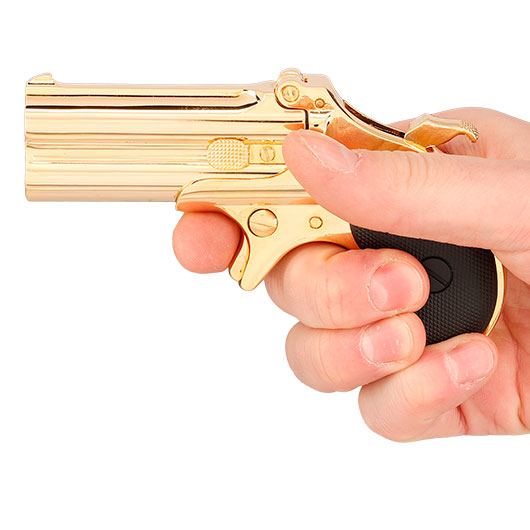 MaxTact Derringer Double Barrel Vollmetall Gas 6mm BB gold Bild 3