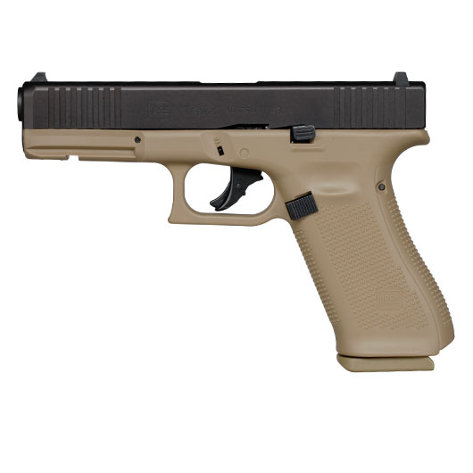 Glock 17 Gen.5 T4E mit Metallschlitten CO2-RAM Pistole Kal. .43 schwarz / coyote