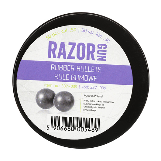 Razor Gun Rubber Balls Gummikugeln Kaliber .50 schwarz 50er Dose Bild 2