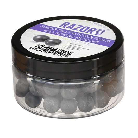 Razor Gun Rubber Steel Balls Gummikugeln mit Eisenfllung Kaliber .43 grau 100er Dose