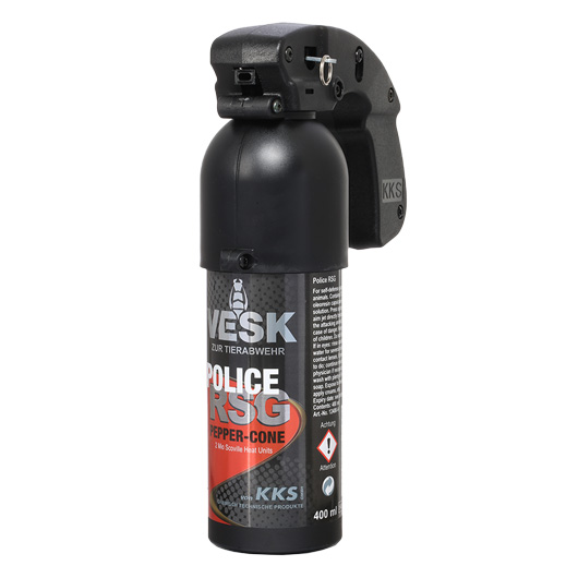 VESK RSG Police Pfefferspray, 400 ml Breitstrahl mit Weitstrahlventil