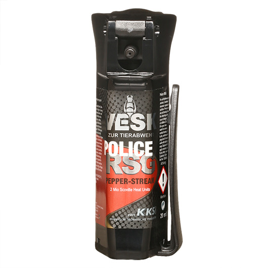 Vesk Pfefferspray Police Stream 20ml Weitstrahl, nachfllbar inkl. Grtelclip