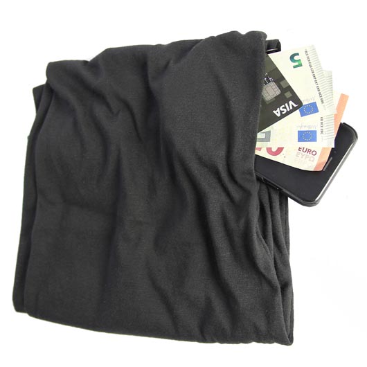 Loop Schal - Safe mit versteckter Reiverschlusstasche schwarz