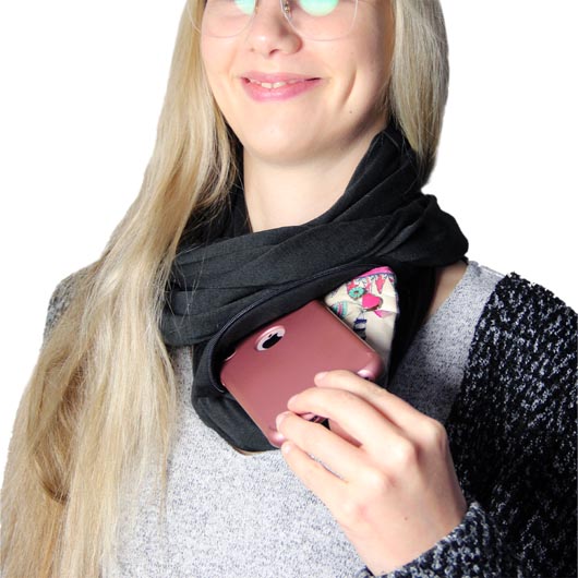 Loop Schal - Safe mit versteckter Reiverschlusstasche schwarz Bild 1