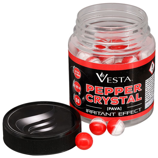 Vesta Pfefferkugeln Pepper Crystal Balls Kal. .50 rot/wei 50er Dose Bild 2