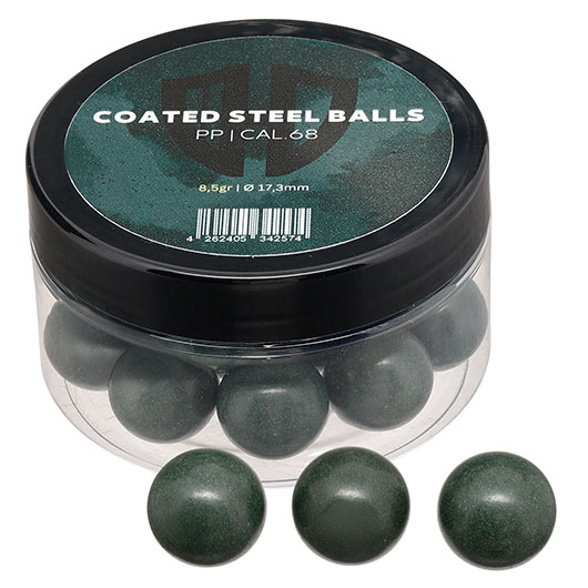 Coated Steel Balls Kaliber .68 mit Kunststoffmantel 8,5g oliv 20er Dose