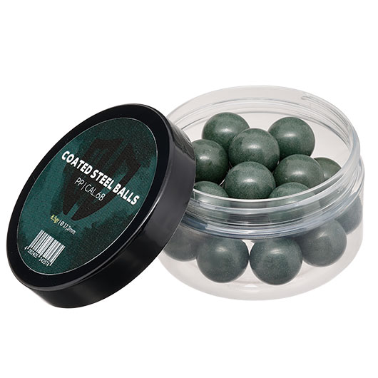 Coated Steel Balls Kaliber .68 mit Kunststoffmantel 8,5g oliv 20er Dose Bild 2